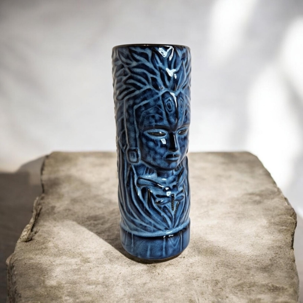 2011 Tiki Farm Ambhar Tequila Pizz Blue Hawaiian Goddess Tiki Mug